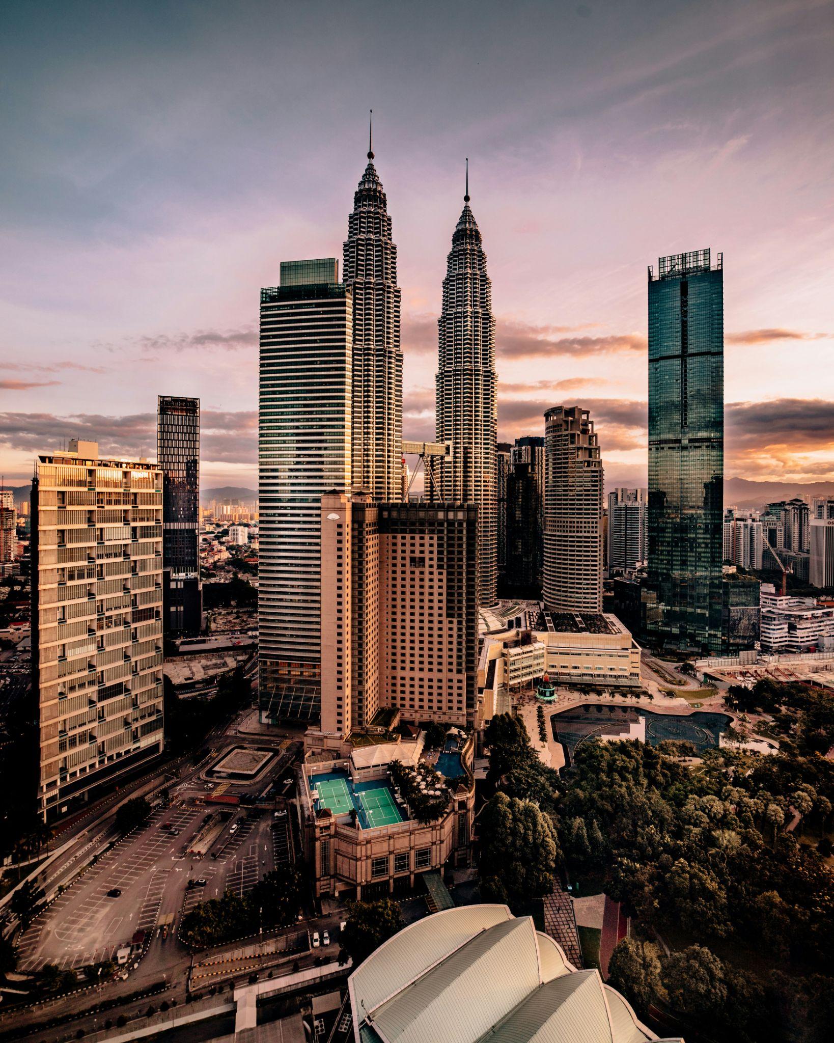 Kuala Lumpur city skyline at sunset